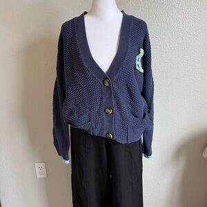 Aerie Deep Blue Button-Up Cardigan